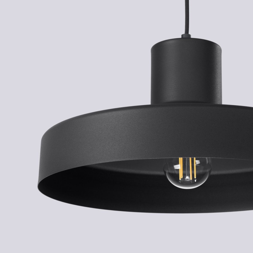 Lampadario a sospensione con filo BILO 1xE27/15W/230V diametro 35 cm nero