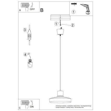 Lampadario a sospensione con filo BILO 1xE27/15W/230V diametro 35 cm color crema