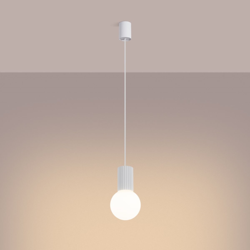 Lampadario a sospensione con filo HALO 1xG9/8W/230V diametro 12 cm bianco