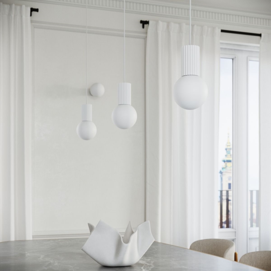 Lampadario a sospensione con filo HALO 1xG9/8W/230V diametro 12 cm bianco
