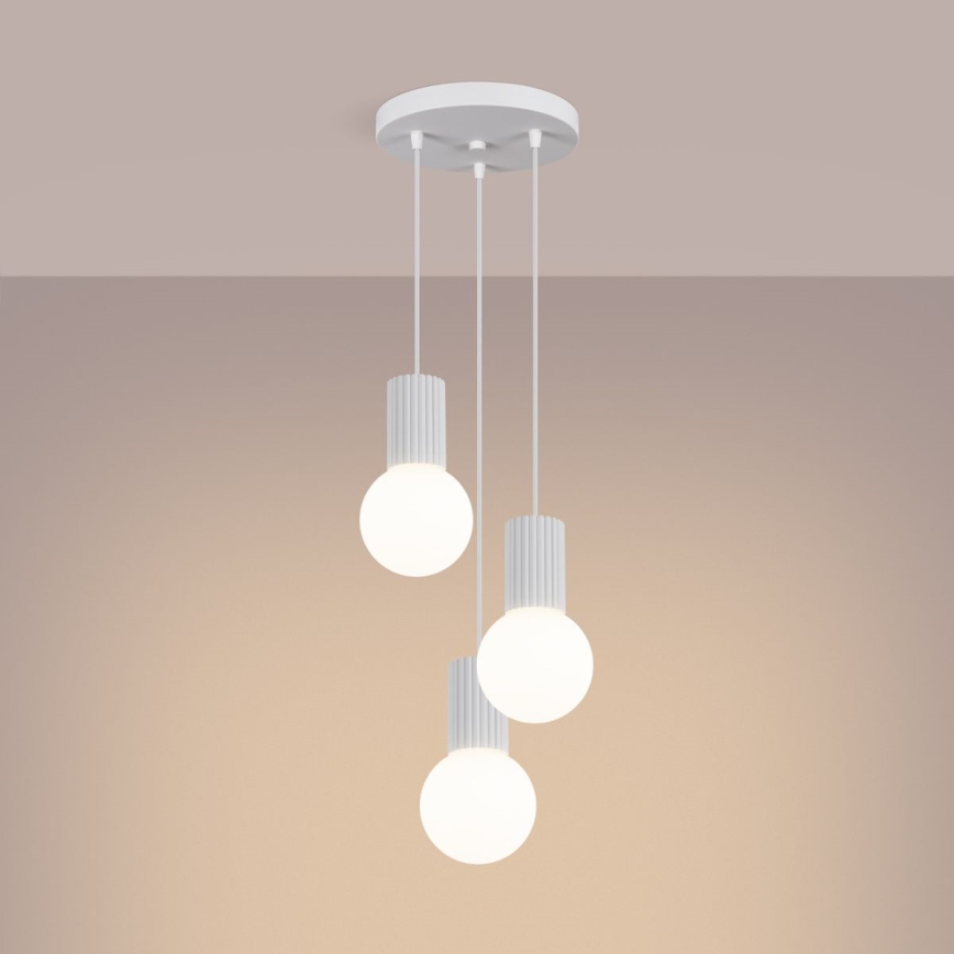 Lampadario a sospensione con filo HALO 3xG9/8W/230V diametro 25 cm bianco