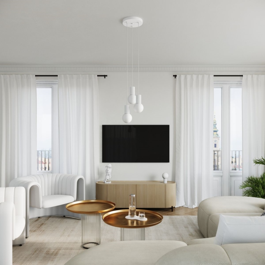 Lampadario a sospensione con filo HALO 3xG9/8W/230V diametro 25 cm bianco