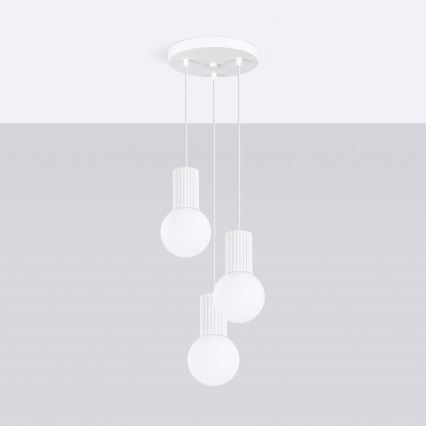 Lampadario a sospensione con filo HALO 3xG9/8W/230V diametro 25 cm bianco