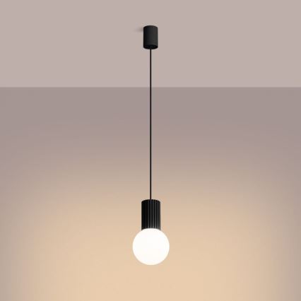 Lampadario a sospensione con filo HALO 1xG9/8W/230V diametro 12 cm nero