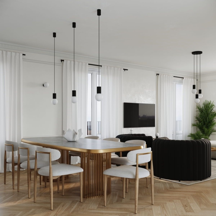 Lampadario a sospensione con filo HALO 1xG9/8W/230V diametro 12 cm nero
