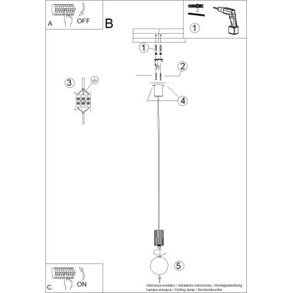 Lampadario a sospensione con filo HALO 1xG9/8W/230V diametro 12 cm nero