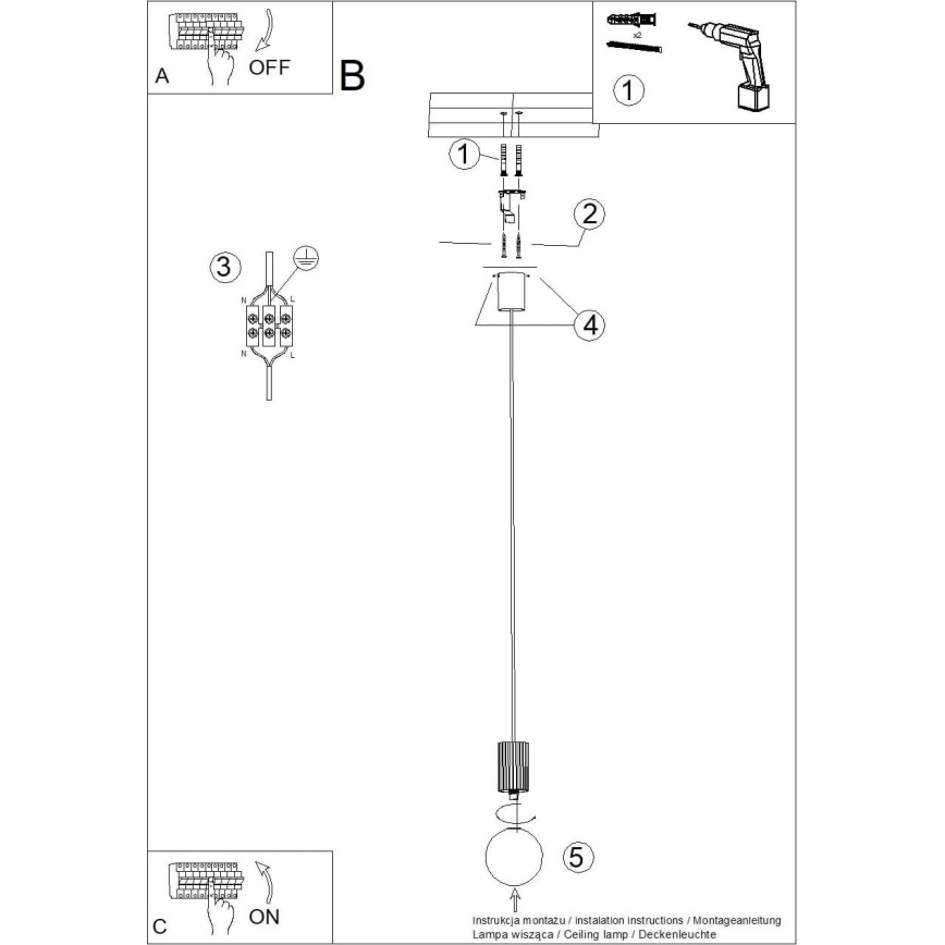Lampadario a sospensione con filo HALO 1xG9/8W/230V diametro 12 cm nero