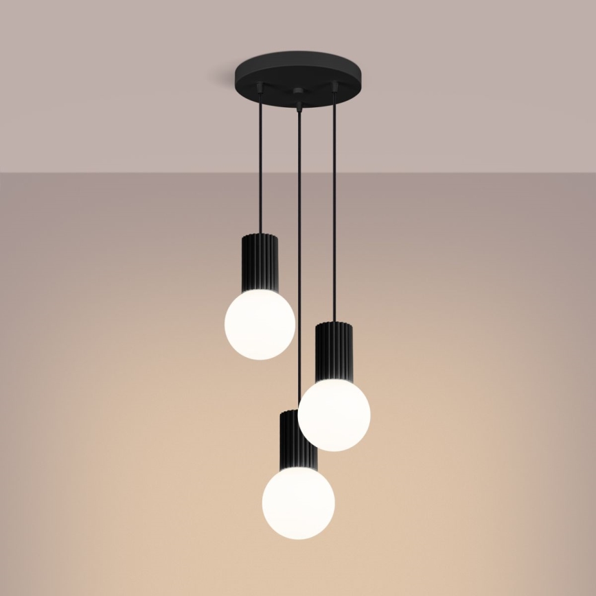 Lampadario a sospensione con filo HALO 3xG9/8W/230V diametro 25 cm nero