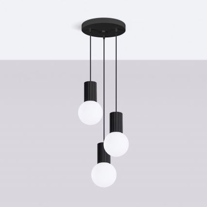 Lampadario a sospensione con filo HALO 3xG9/8W/230V diametro 25 cm nero