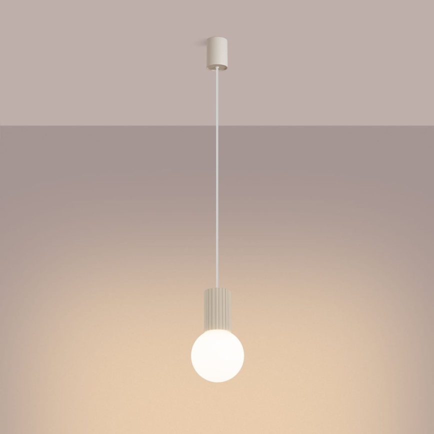 Lampadario a sospensione con filo HALO 1xG9/8W/230V diametro 12 cm color crema