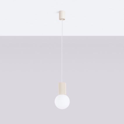 Lampadario a sospensione con filo HALO 1xG9/8W/230V diametro 12 cm color crema