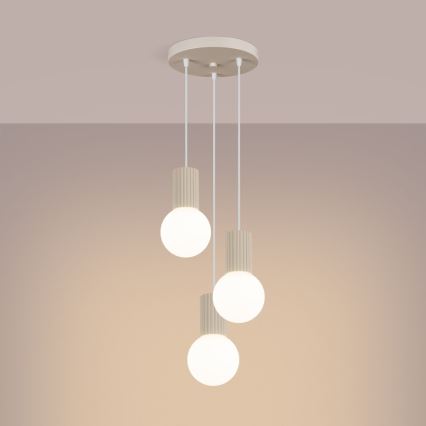 Lampadario a sospensione con filo HALO 3xG9/8W/230V diametro 25 cm color crema