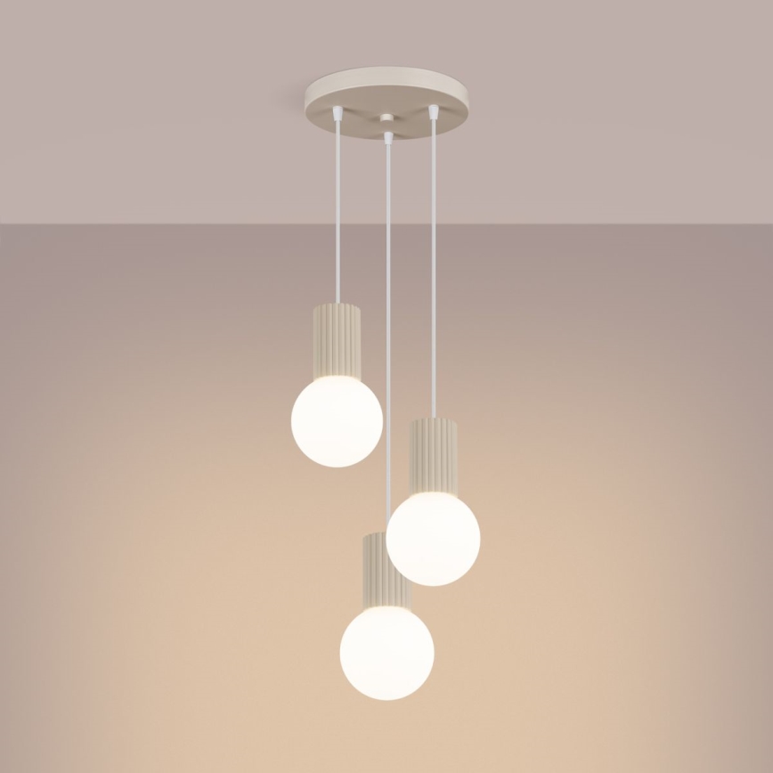 Lampadario a sospensione con filo HALO 3xG9/8W/230V diametro 25 cm color crema
