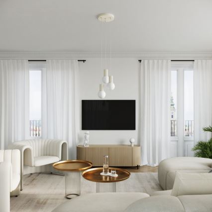 Lampadario a sospensione con filo HALO 3xG9/8W/230V diametro 25 cm color crema