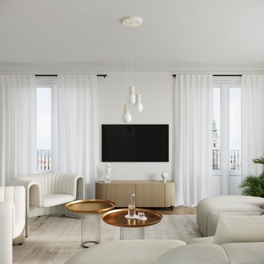 Lampadario a sospensione con filo HALO 3xG9/8W/230V diametro 25 cm color crema