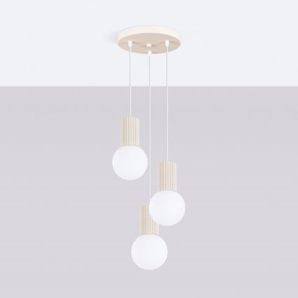 Lampadario a sospensione con filo HALO 3xG9/8W/230V diametro 25 cm color crema