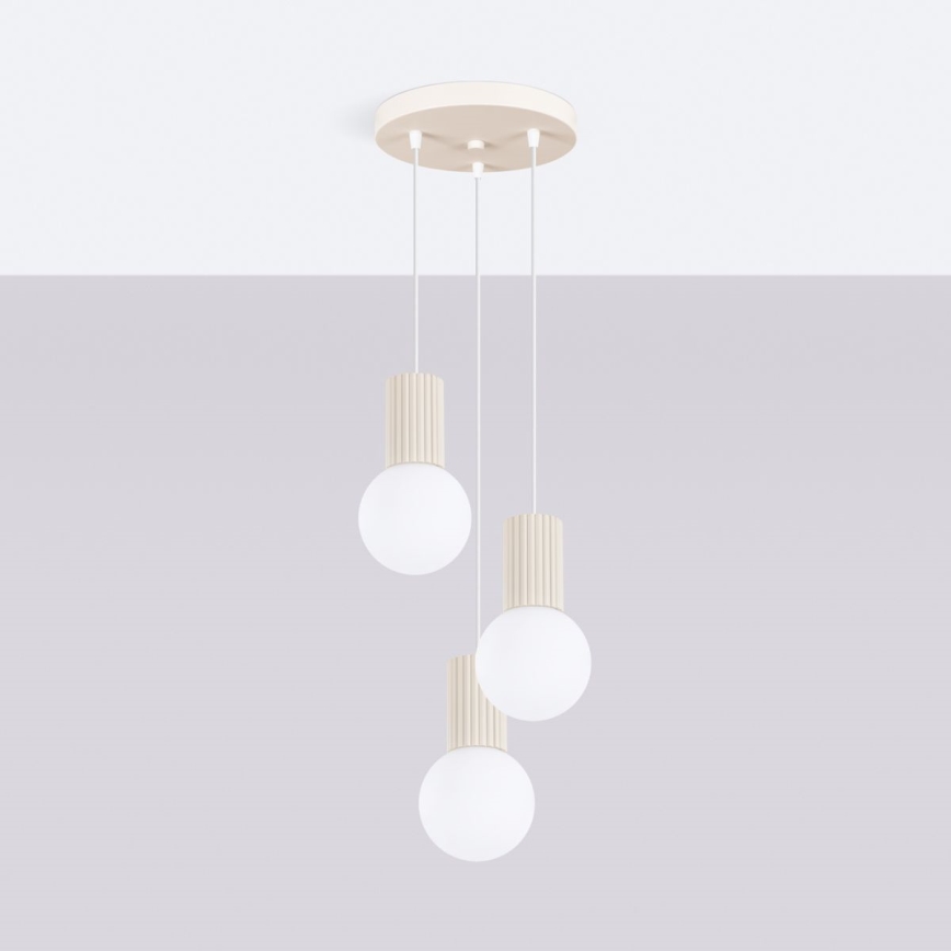 Lampadario a sospensione con filo HALO 3xG9/8W/230V diametro 25 cm color crema