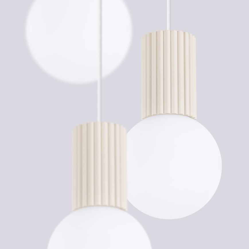 Lampadario a sospensione con filo HALO 3xG9/8W/230V diametro 25 cm color crema