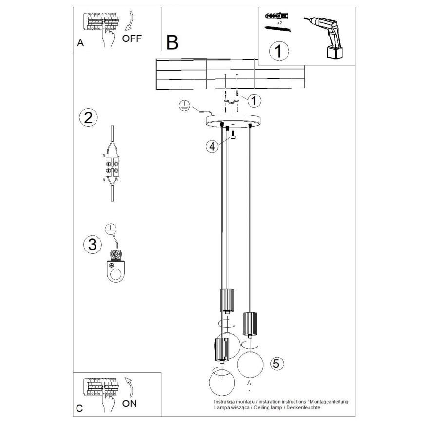 Lampadario a sospensione con filo HALO 3xG9/8W/230V diametro 25 cm color crema