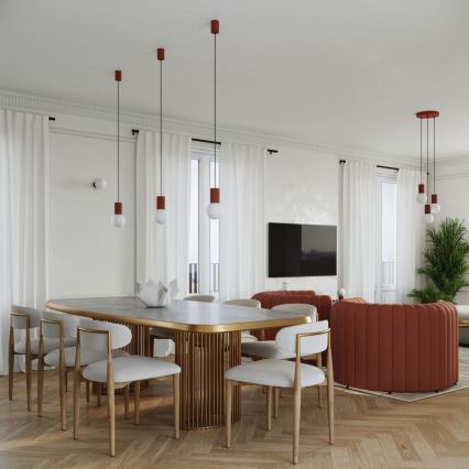 Lampadario a sospensione con filo HALO 1xG9/8W/230V diametro 12 cm arancione