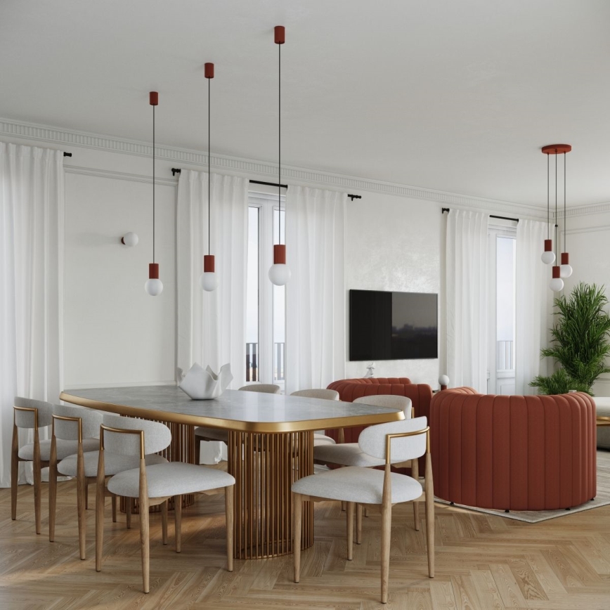 Lampadario a sospensione con filo HALO 1xG9/8W/230V diametro 12 cm arancione