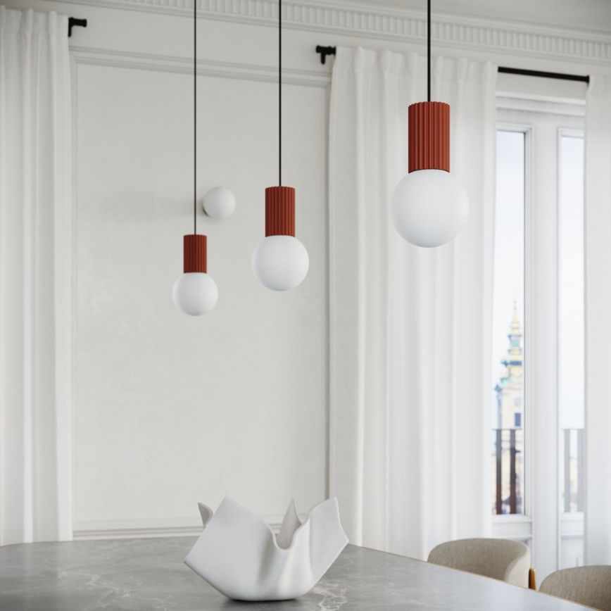 Lampadario a sospensione con filo HALO 1xG9/8W/230V diametro 12 cm arancione