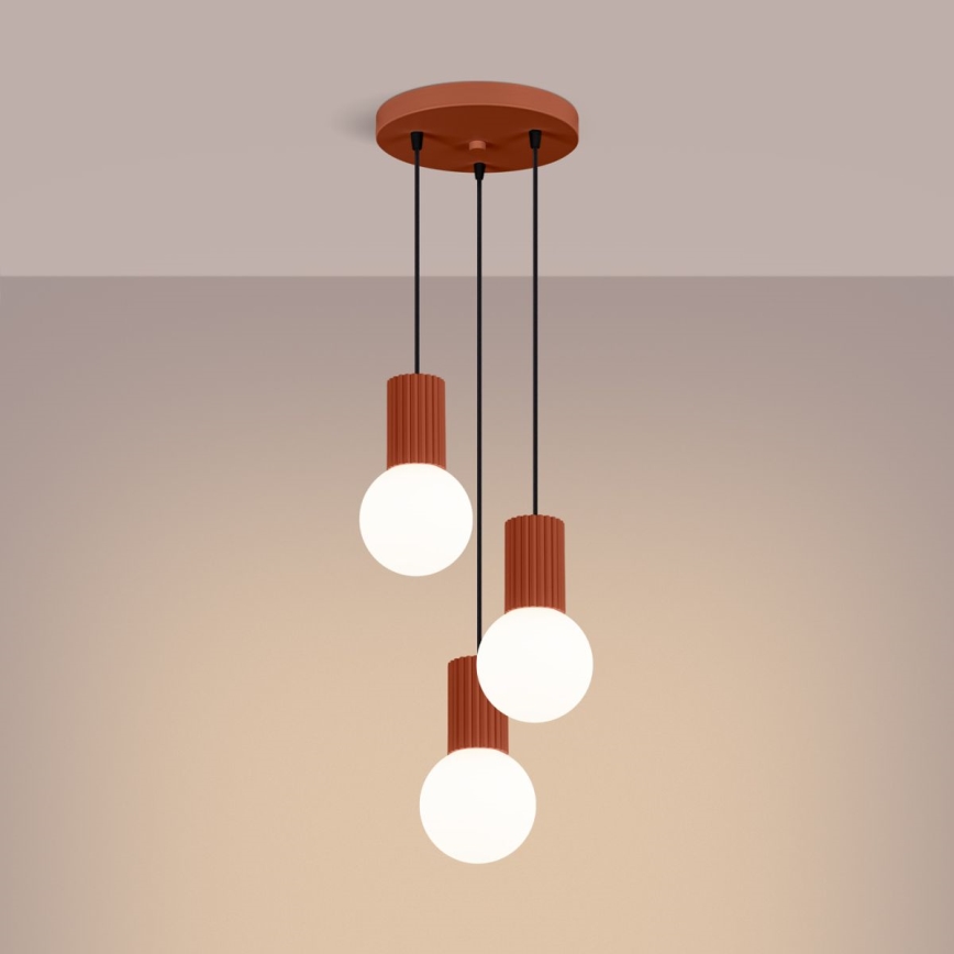 Lampadario a sospensione con filo HALO 3xG9/8W/230V diametro 25 cm arancione
