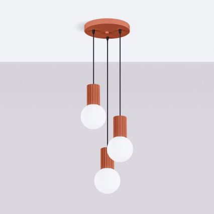 Lampadario a sospensione con filo HALO 3xG9/8W/230V diametro 25 cm arancione