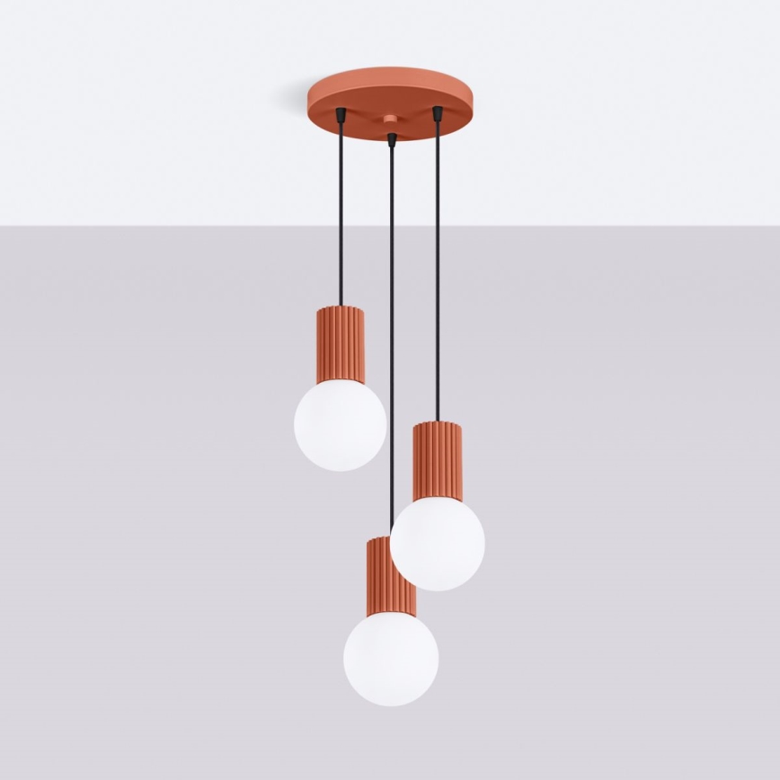 Lampadario a sospensione con filo HALO 3xG9/8W/230V diametro 25 cm arancione