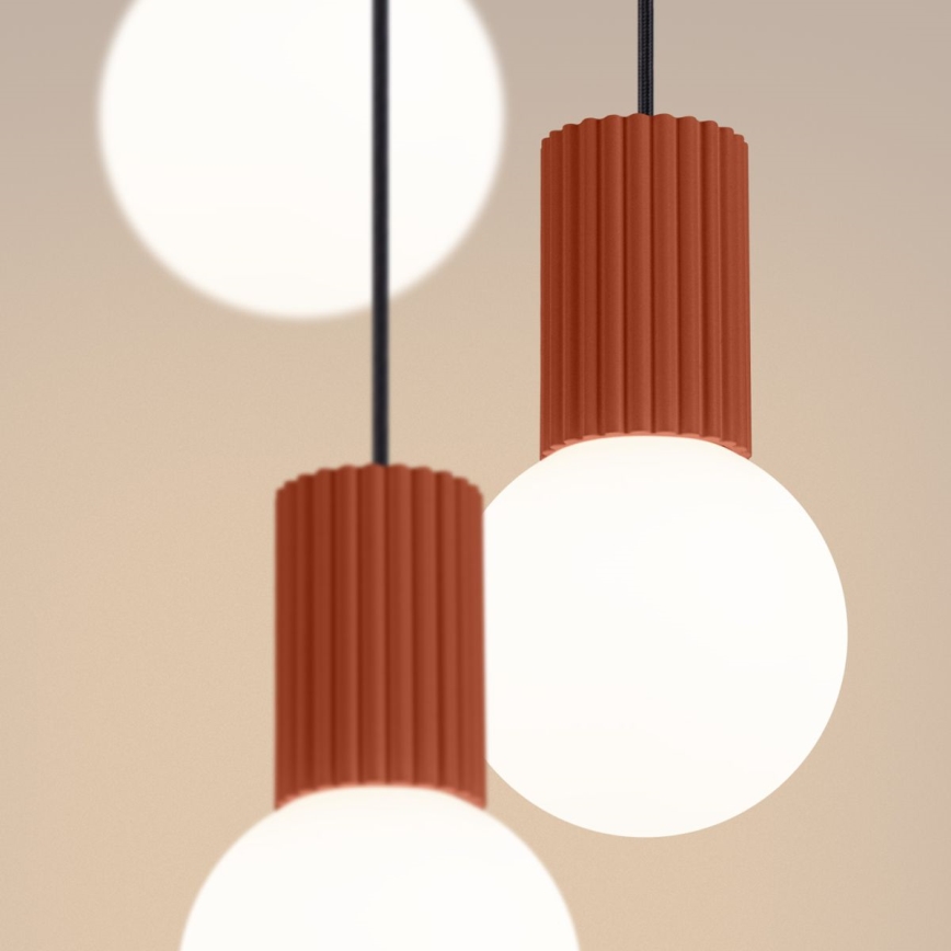 Lampadario a sospensione con filo HALO 3xG9/8W/230V diametro 25 cm arancione