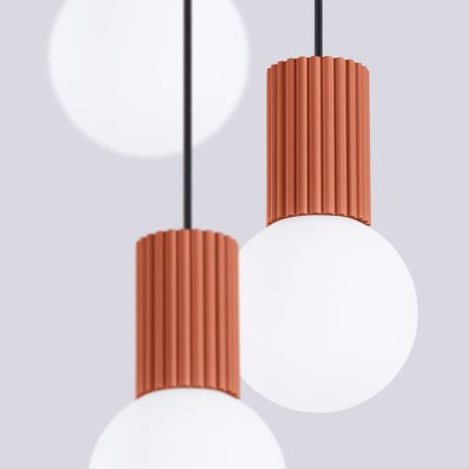 Lampadario a sospensione con filo HALO 3xG9/8W/230V diametro 25 cm arancione