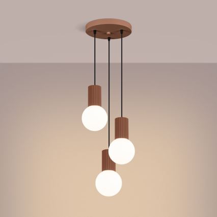 Lampadario a sospensione con filo HALO 3xG9/8W/230V diametro 25 cm marrone
