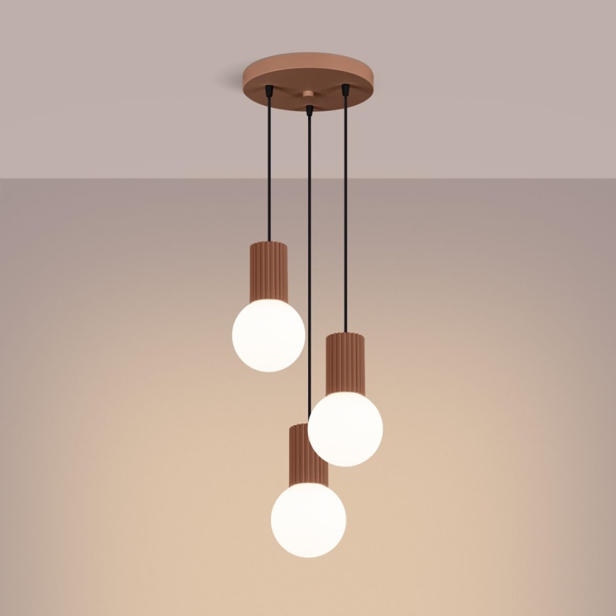 Lampadario a sospensione con filo HALO 3xG9/8W/230V diametro 25 cm marrone