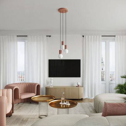 Lampadario a sospensione con filo HALO 3xG9/8W/230V diametro 25 cm marrone