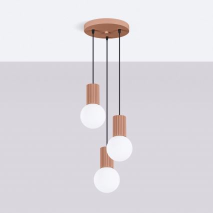 Lampadario a sospensione con filo HALO 3xG9/8W/230V diametro 25 cm marrone