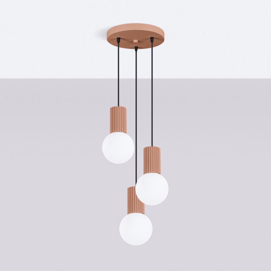 Lampadario a sospensione con filo HALO 3xG9/8W/230V diametro 25 cm marrone