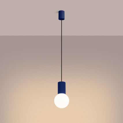 Lampadario a sospensione con filo HALO 1xG9/8W/230V diametro 12 cm blu