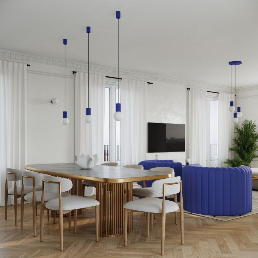 Lampadario a sospensione con filo HALO 1xG9/8W/230V diametro 12 cm blu