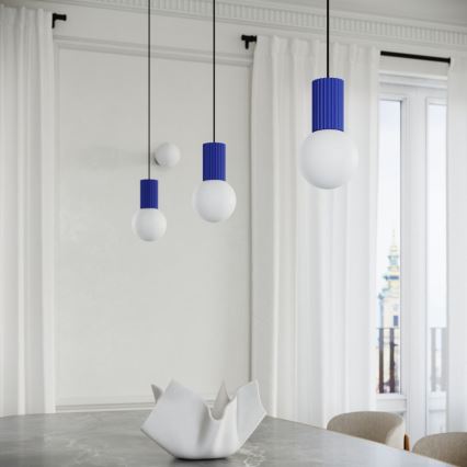 Lampadario a sospensione con filo HALO 1xG9/8W/230V diametro 12 cm blu
