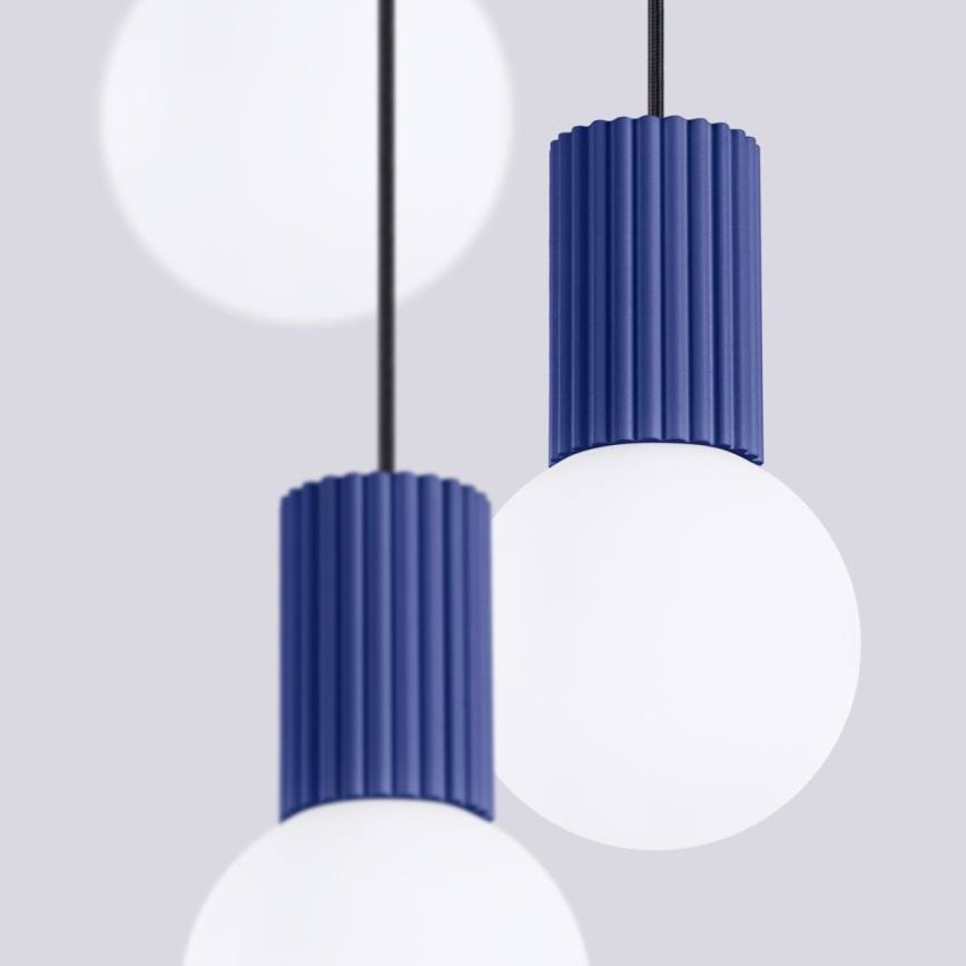 Lampadario a sospensione con filo HALO 3xG9/8W/230V diametro 25 cm blu