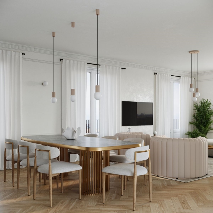 Lampadario a sospensione con filo HALO 1xG9/8W/230V diametro 12 cm beige