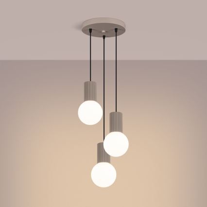 Lampadario a sospensione con filo HALO 3xG9/8W/230V diametro 25 cm beige