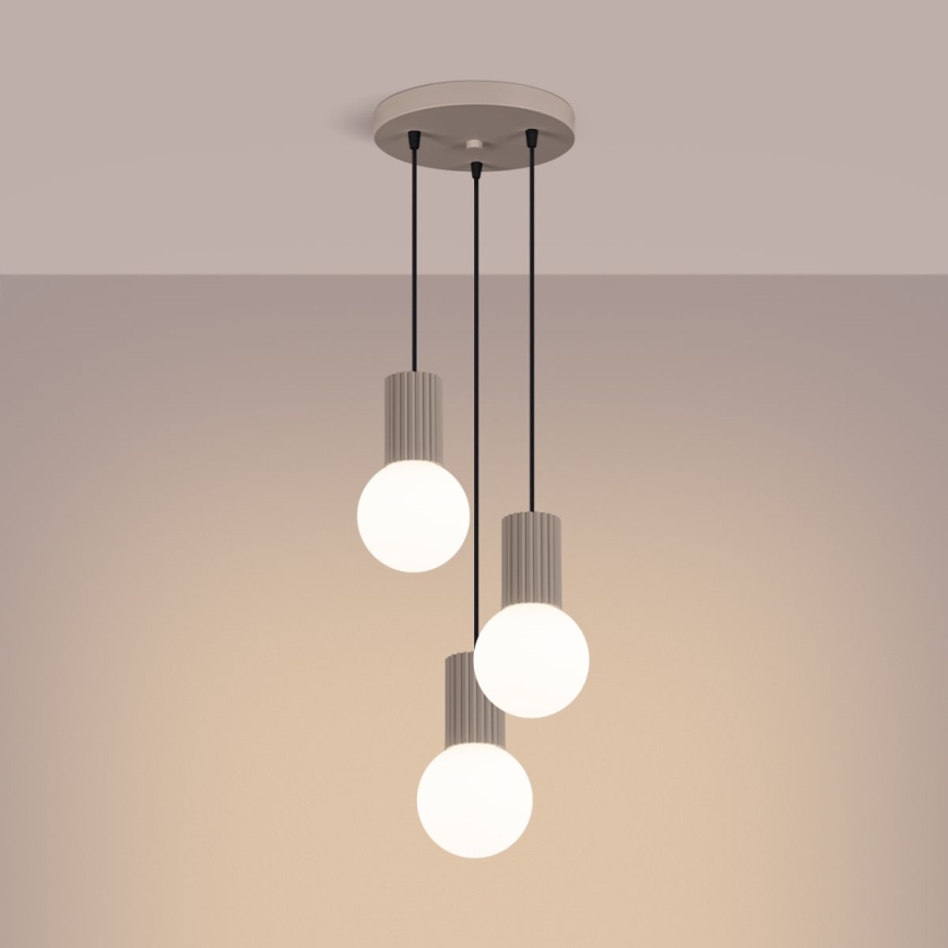 Lampadario a sospensione con filo HALO 3xG9/8W/230V diametro 25 cm beige