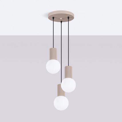 Lampadario a sospensione con filo HALO 3xG9/8W/230V diametro 25 cm beige