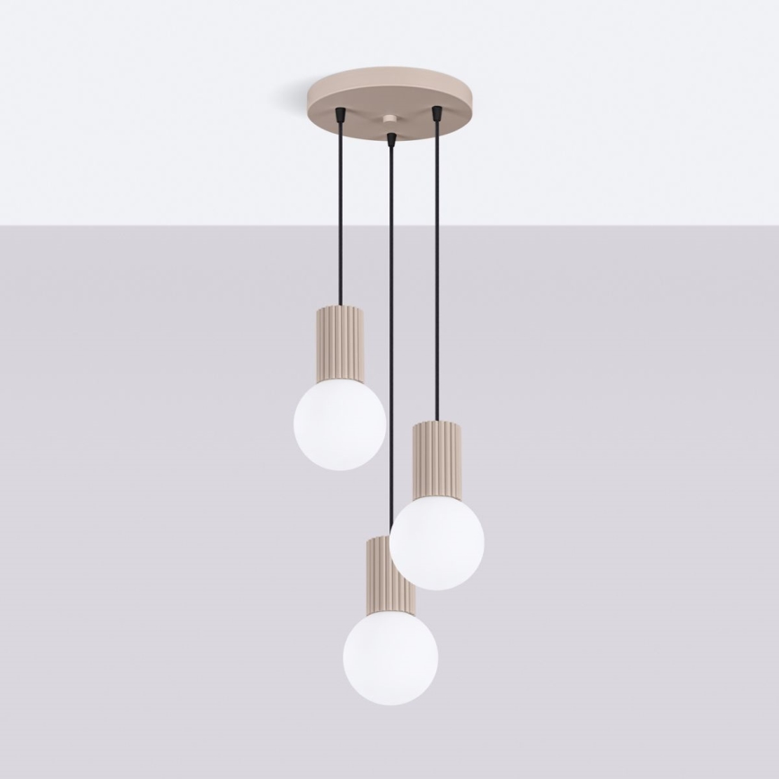Lampadario a sospensione con filo HALO 3xG9/8W/230V diametro 25 cm beige