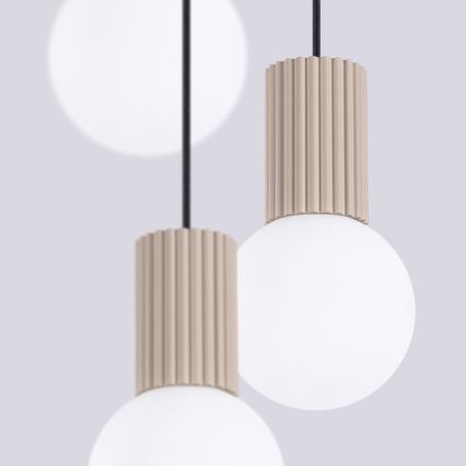 Lampadario a sospensione con filo HALO 3xG9/8W/230V diametro 25 cm beige