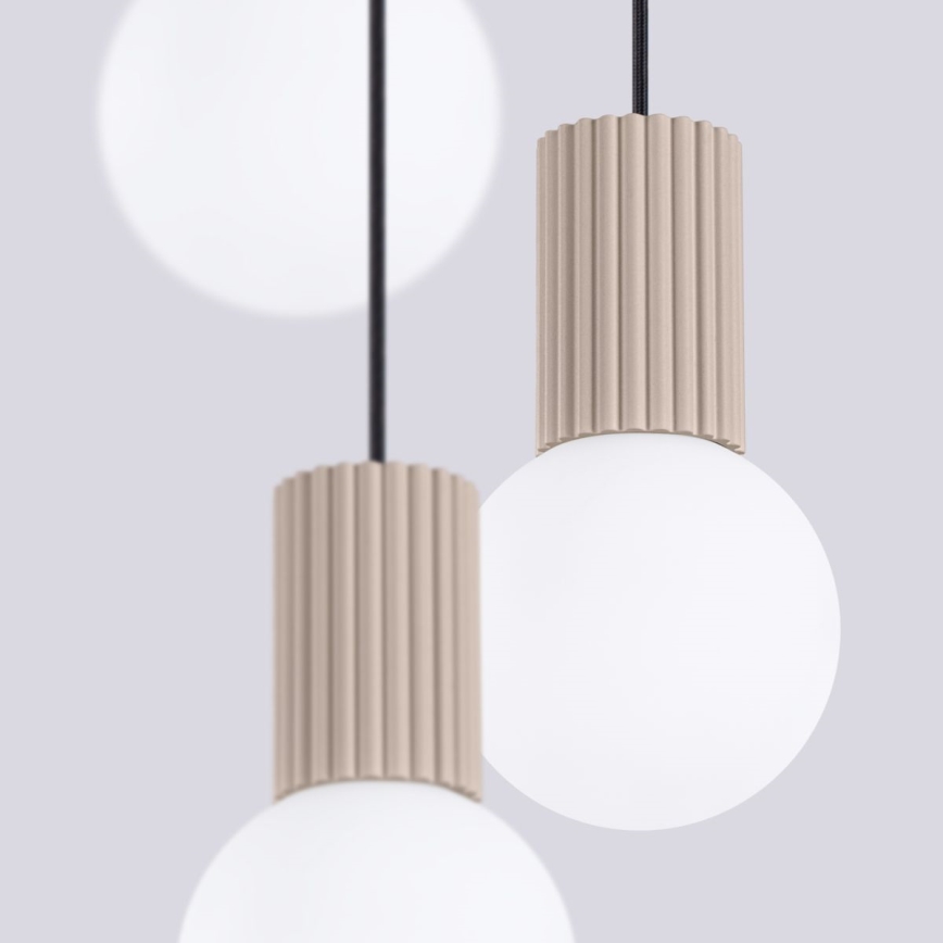 Lampadario a sospensione con filo HALO 3xG9/8W/230V diametro 25 cm beige