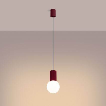 Lampadario a sospensione con filo HALO 1xG9/8W/230V diametro 12 cm rosso