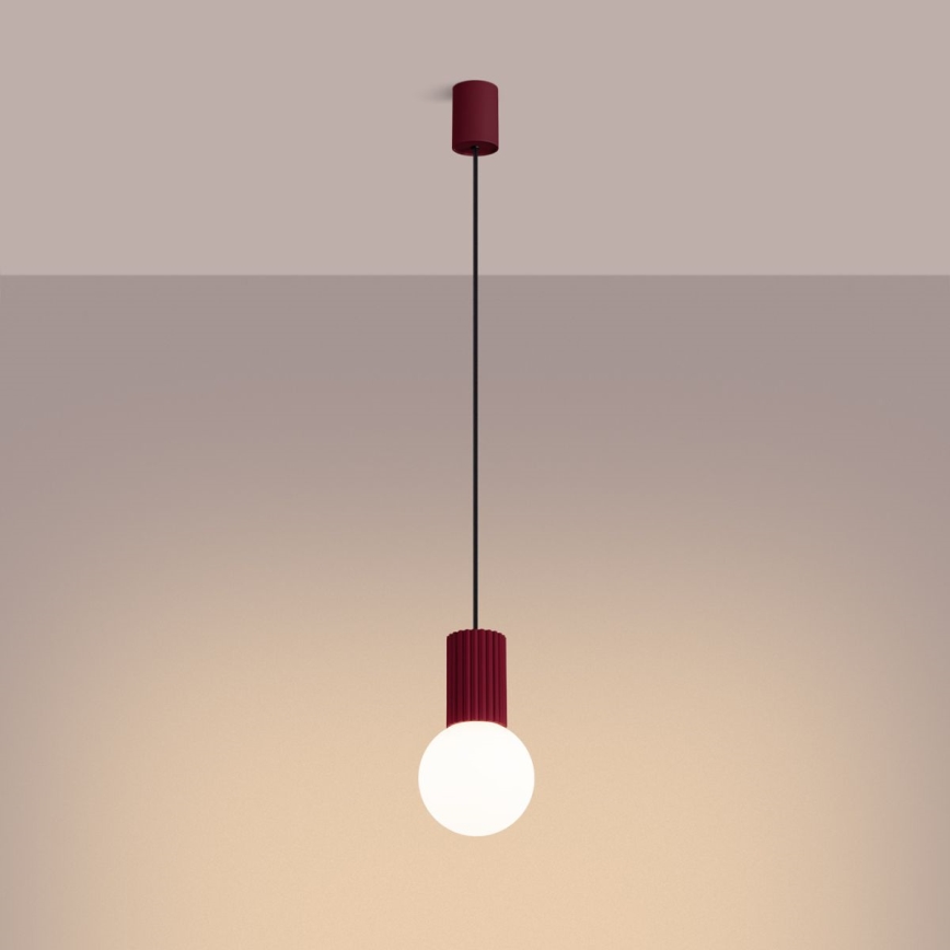 Lampadario a sospensione con filo HALO 1xG9/8W/230V diametro 12 cm rosso