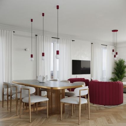 Lampadario a sospensione con filo HALO 1xG9/8W/230V diametro 12 cm rosso